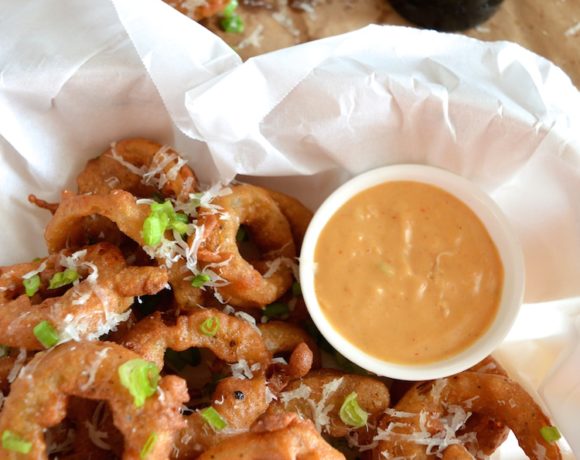 Guiness Battered Onion Rings With A Honey Mustard Dipping Sauce
