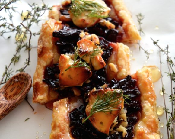 Balsamic Roasted Beetroot Tart With Goat Cheese and Drizzled Honey