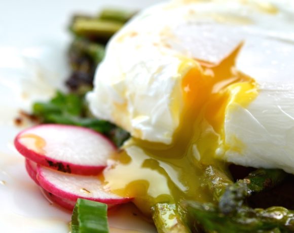 Poached Eggs On Toast With Prosciutto And Mustard Asparagus