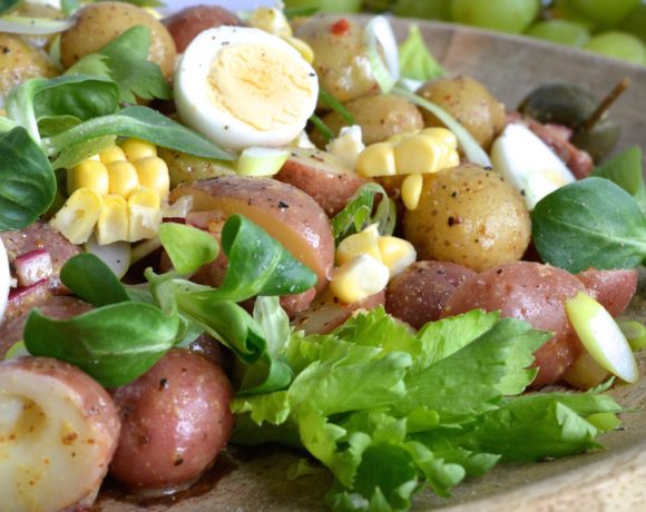 Potato And Corn Potato Salad With Harissa Mustard Vinaigrette